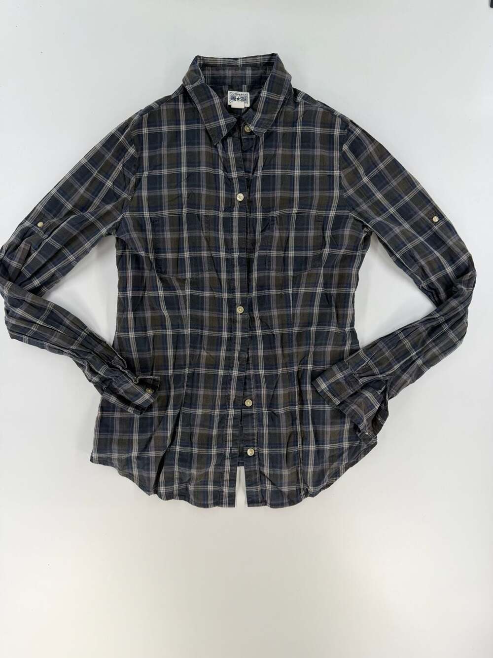 0786 Medium Converse One Star Women's Long Sleeve Plaid Button-Down Shirt